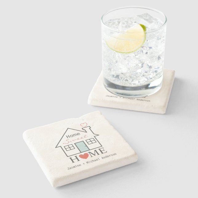 Home Sweet Home personalised Stone Coaster (Side)