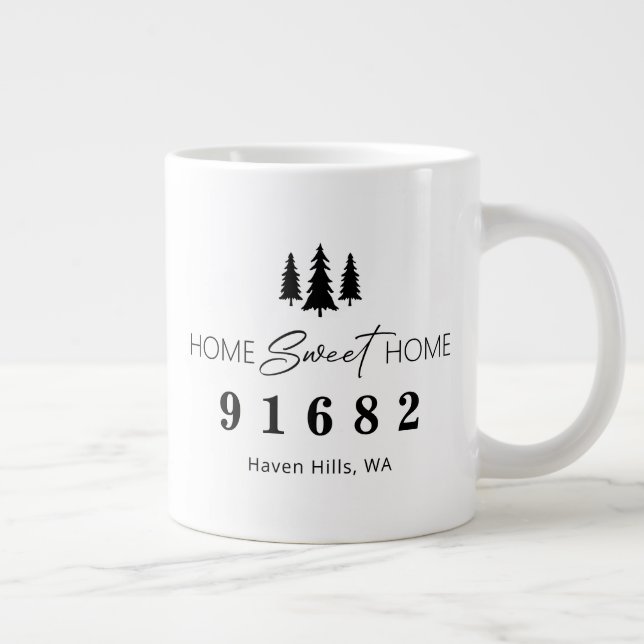 Home Sweet Home Personalised Zip Code Large Coffee Mug (Right)