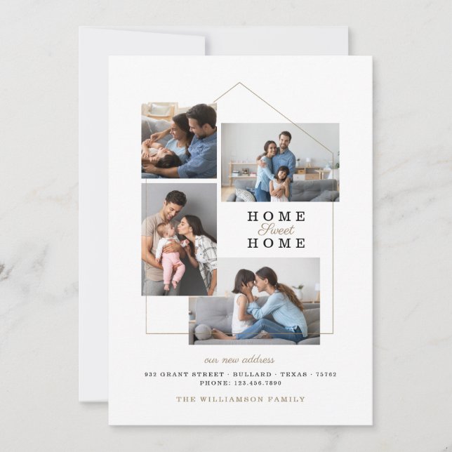 Home Sweet Home Photo Collage New Address Moving Announcement (Front)