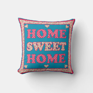 Home Sweet Home Pillow, Red and Blue Mix'n'Match Cushion