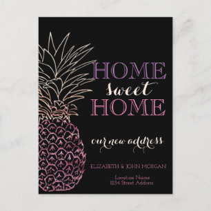 Home Sweet Home, Pineapple,Black New Address Announcement Postcard