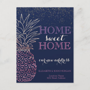Home Sweet Home, Pineapple,Confetti New Address Announcement Postcard