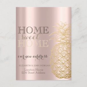 Home Sweet Home,Pineapple,Rose Gold New Address  Announcement Postcard