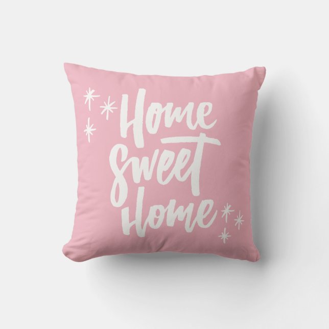 Home Sweet Home Pink With White Lettering Cushion (Front)