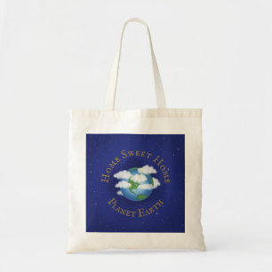 "Home Sweet Home Planet Earth" Whimsical Astronomy Tote Bag