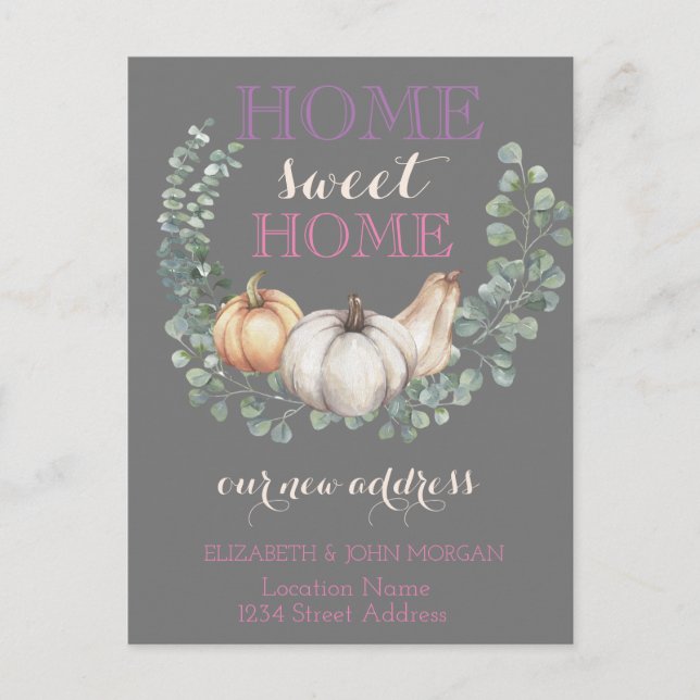 Home Sweet Home,Pumpkins  New Address Announcement Postcard (Front)