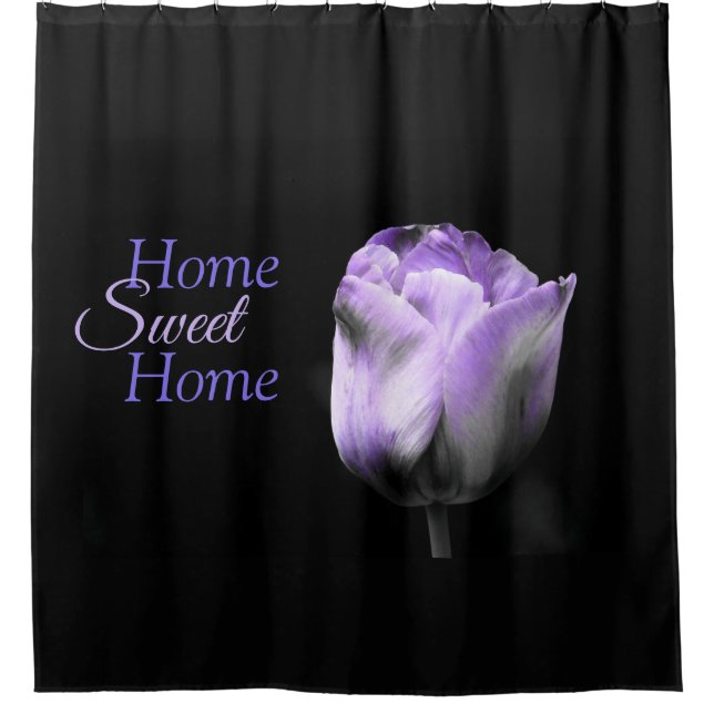 Home Sweet Home Purple Grey Black Tulip Shower Curtain (Front)