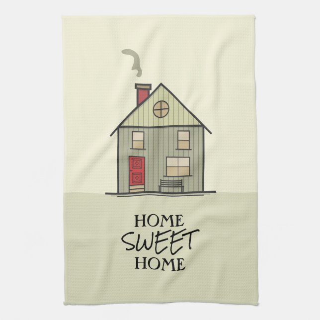 Home Sweet Home Quote Cute House Tea Towel (Vertical)