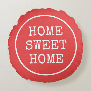 Home sweet home quote minimal coral round cushion