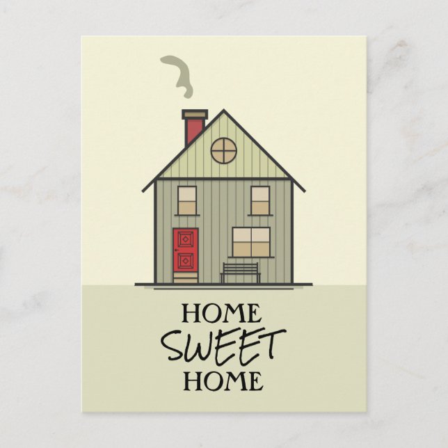 Home Sweet Home Quote Typography Cute House Postcard (Front)