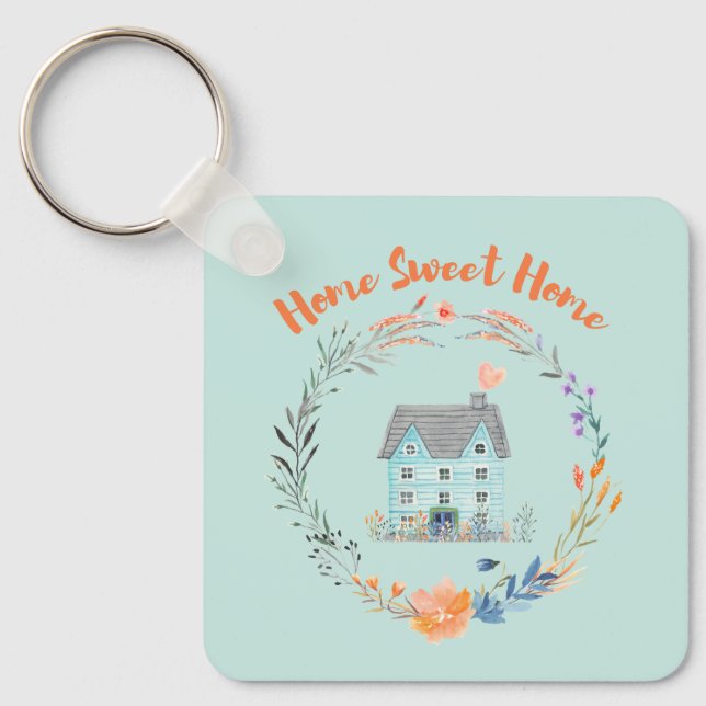 Home Sweet Home Real Estate Chic Modern Homeowner  Key Ring (Front)