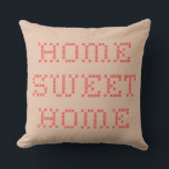 Home Sweet Home Red Cross Stitch Outdoor Cushion<br><div class="desc">Modern taupe outdoor pillow with large red cross stitch text 'home sweet home'. Created with a smile by iolantesdesigns :-)!</div>