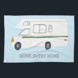 HOME SWEET HOME Retro Camper Motorhome RV BLUE Tea Towel<br><div class="desc">Decorate your kitchen with this cool towel. Makes a great housewarming or anniversary gift! 
You can customise it and add text too.
Check my shop for lots more colours and patterns plus matching kitchen stuff!</div>