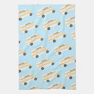 HOME SWEET HOME Retro Campervan Motorhome RV blue Tea Towel