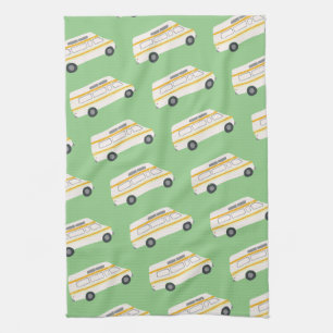 HOME SWEET HOME Retro Campervan Motorhome RV green Tea Towel