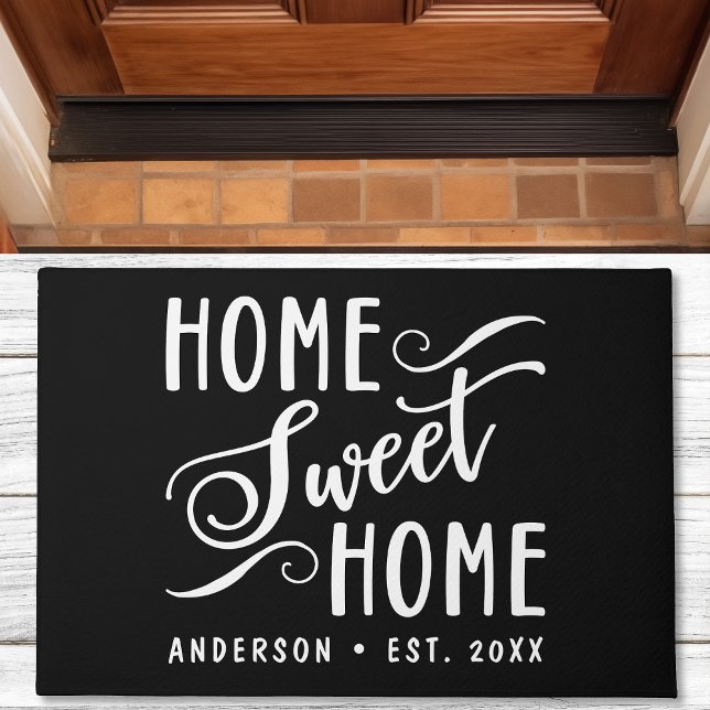 Home Sweet Home Rustic Black Elegant Family Doormat (Creator Uploaded)