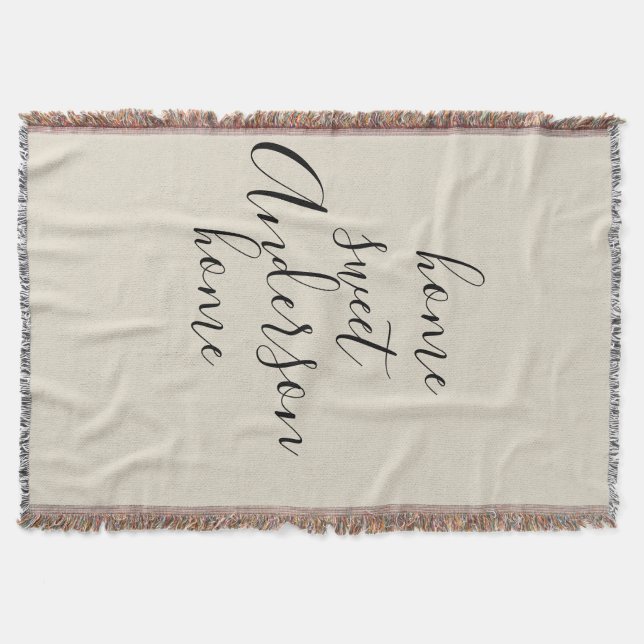Home Sweet Home Rustic Family Name Throw Blanket (Front)