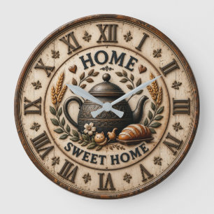 Home Sweet Home Rustic Farmhouse Large Clock