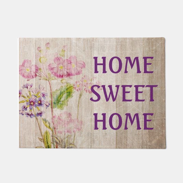 Home Sweet Home Rustic Floral Door matt Doormat (Front)