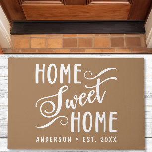 Home Sweet Home Rustic Modern Brown Family Doormat