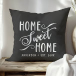 Home Sweet Home Rustic Modern Elegant Family Cushion<br><div class="desc">This design features the words "home sweet home" written in a hand lettered calligraphy script font. Personalise this cute rustic design with your family name and year established. The perfect unique modern housewarming gift for new homeowners or newlyweds.</div>