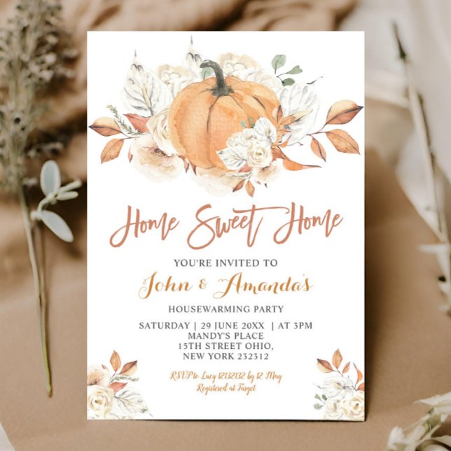 Home Sweet Home Rustic Pumpkin House Warming Party Invitation (Creator Uploaded)