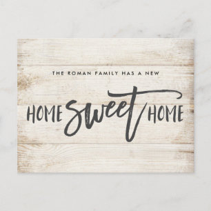 Home Sweet Home Rustic Wood Moving Announcement Postcard