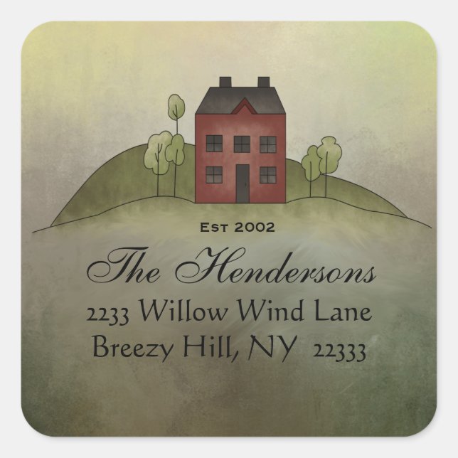 Home Sweet Home Square Address Sticker (Front)