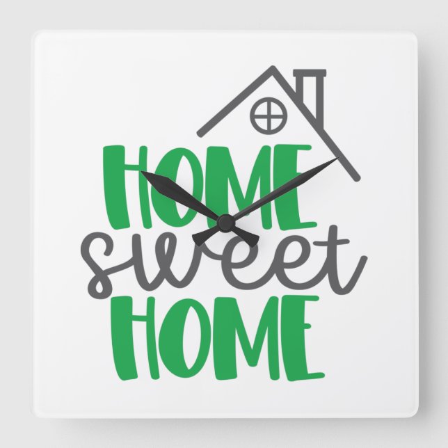 Home Sweet Home Square Wall Clock (Front)