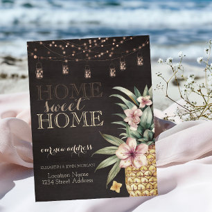 Home Sweet Home,String Lights,Mason Jar,Pineapple Announcement Postcard