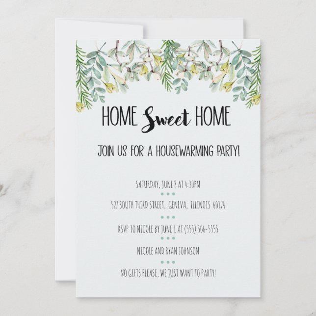 Home Sweet Home Succulent House Warming Invitation (Front)