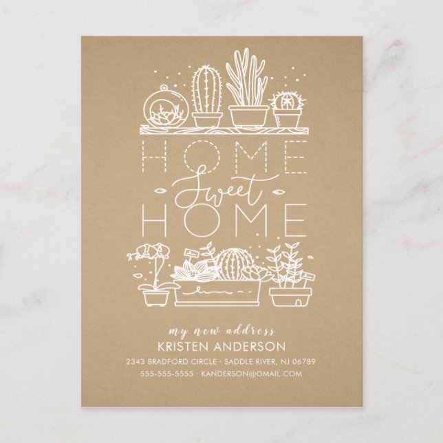 Home Sweet Home Succulent Moving Announcement Postcard (Front)