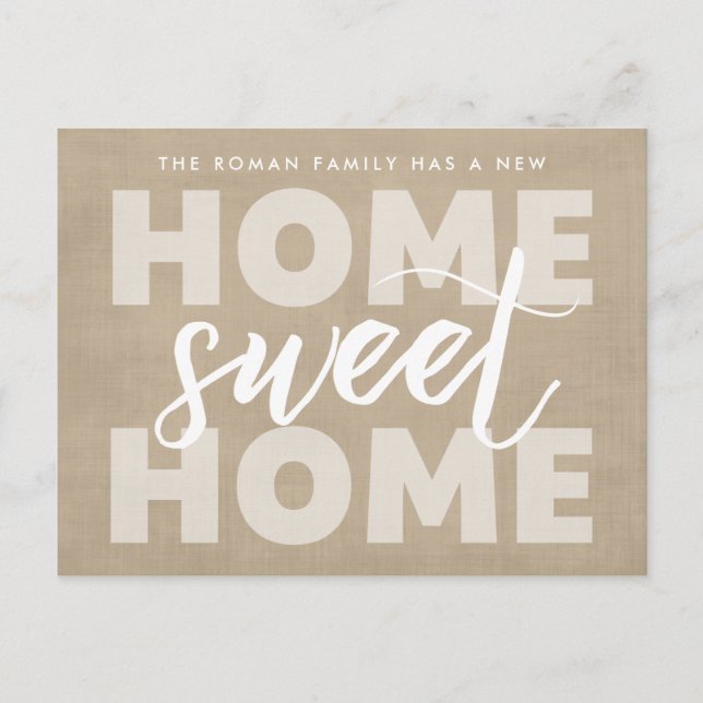 Home Sweet Home Tan Moving Announcement Postcard (Front)
