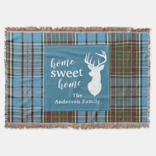 Home Sweet Home Tartan Anderson Plaid Personalised Throw Blanket