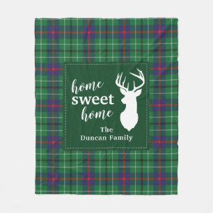 Home Sweet Home Tartan Duncan Plaid Personalised Fleece Blanket