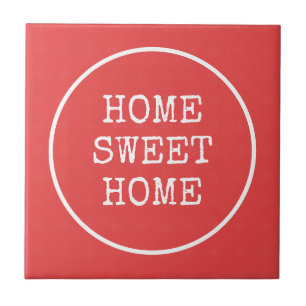 Home sweet home text pink orange tile