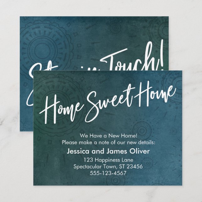 Home Sweet Home Textured, Unique Teal Graphic Card (Front/Back)