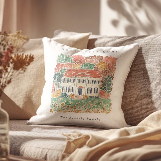 Home Sweet Home Thanksgiving Autumn Georgian House Cushion (Home Sweet Home Thanksgiving Autumn Georgian House Throw Pillow)