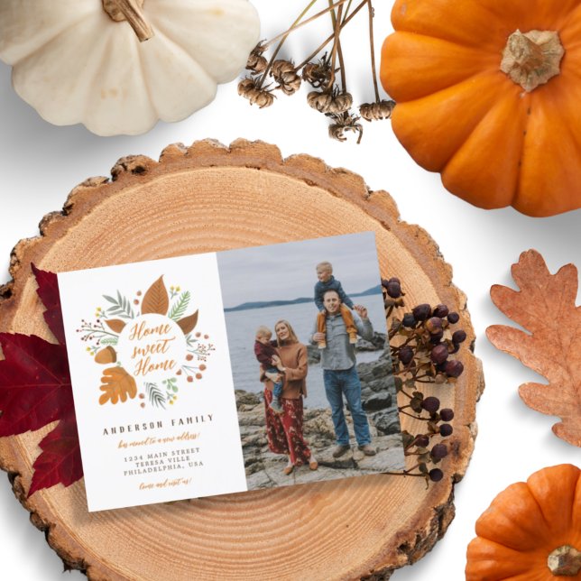 Home Sweet Home Thanksgiving Photo Moving Announcement Postcard (Creator Uploaded)