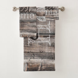 HOME SWEET HOME typography on rustic wood | Bath Towel Set