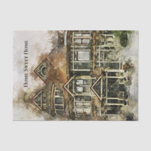 Home Sweet Home Victorian House in Shades of Brown Tissue Paper