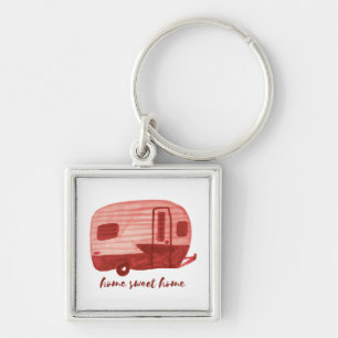 HOME SWEET HOME Vintage Camper Trailer RV Key Ring