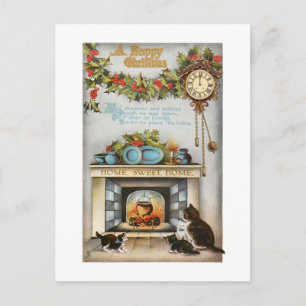 Home Sweet Home Vintage Christmas Hearth Postcard