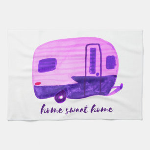 HOME SWEET HOME Vintage Trailer Camper RV Tea Towel