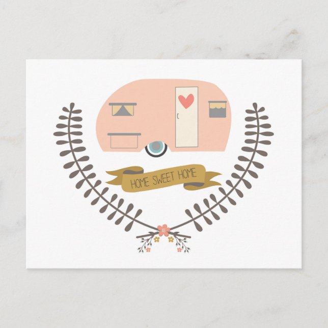 Home Sweet Home Vintage Trailer Postcard (Front)