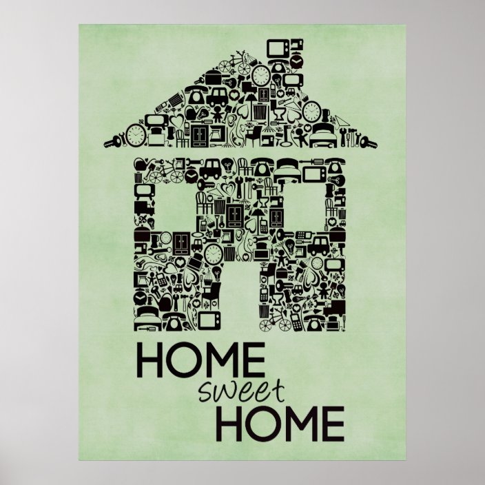 Home Sweet Home Wall Art Canvas Poster Zazzle.co.uk