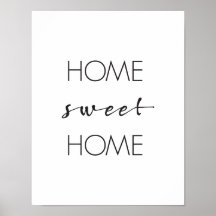 Home Sweet Home, Wall Art Print, Typography Poster