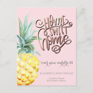 Home Sweet Home,Watercolor Pineapple New Address Announcement Postcard