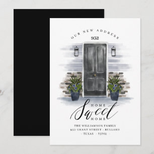 Home Sweet Home We've Moved Grey Watercolor Door Announcement