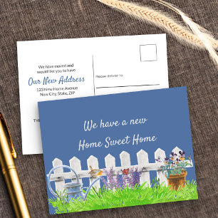 Home Sweet Home White Picket Fence Our New Address Announcement Postcard